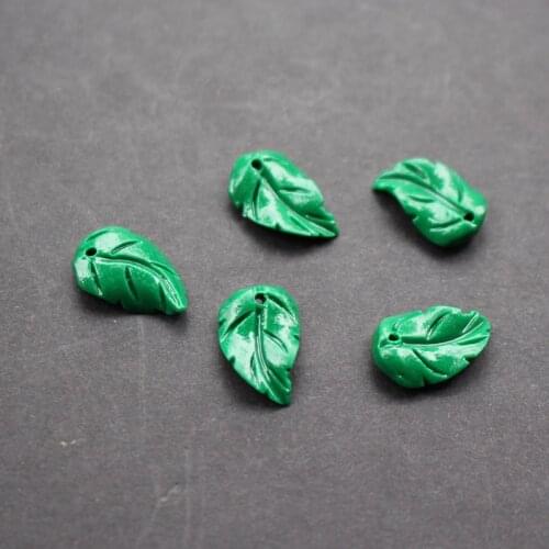 20 pieces/lot) 9mm*14.4mm*2.7mm Carved Artificial Coral leaf Small leaf Dark Green color for Jewelry making