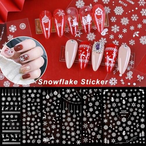 1pc 3D Nail Art Sticker Snowflake Snowboy Winter Snow Designed for Merry Christmas Decorations Nail Stickers DIY Manicure Decals