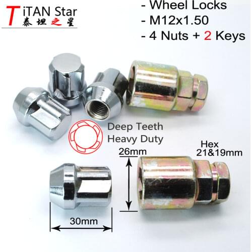 4 Nuts+2 Key M12x1.5 OEM ALLOY WHEELS RIMS 1.5 Wheel Locks Nuts Anti Theft For ATENZA Mazda 3 Mazda 6 AXELA CX-5 CX-4 MX-5 CX-7