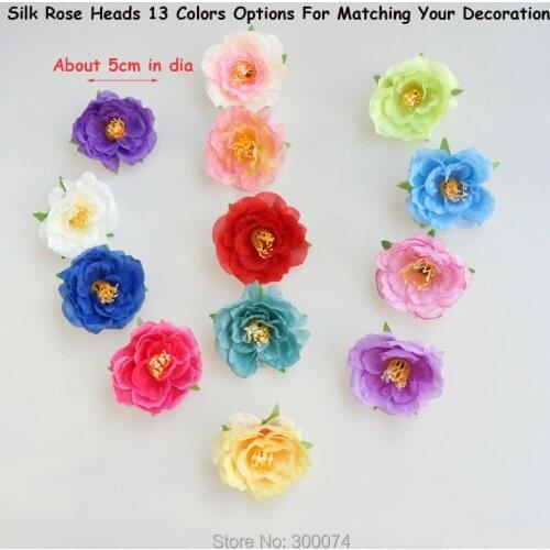 50pcs 5cm Flower Head For DIY Crafts Artificial Silk Tea Rose Flower Decorative Flowers For Wedding Supplies Flores do casamento