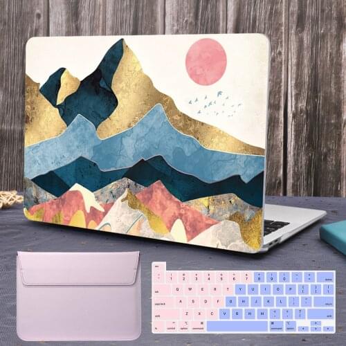 PU Leather Laptop Bag Sleeve Print Pattern Plastic Hard Case Cover For MacBook Air Pro Retina 11 12 13.3 15 inch 2020 M1 A2338