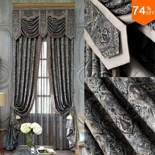 Black Embroidery black out curtains Dark grey study Room Curtain Classic designers living rooms pontificals bedroom Curtain