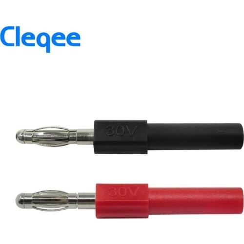 Cleqee P7024 2pcs 4mm Banana Plug with Inner Spring 2mm Socket Adapter for Standard 2mm Multimeter Probe 30V/10A