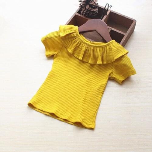 T-Shirt For Kids Girls Autumn Summer Bottom Coat Baby Cotton Short Long Sleeve White Collar Top Lapel Blouse