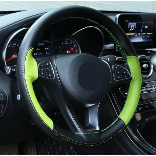 DIY Car Steering Wheel Cover Universal 38cm Auto Steering Wheel Case Sports Style Microfiber Leather Braid For Steering Wheel