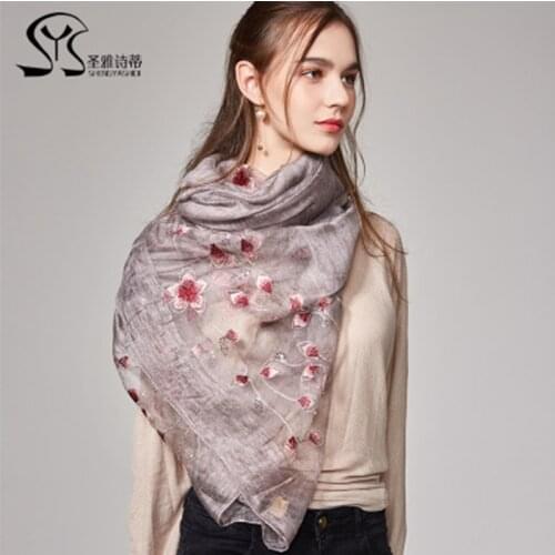 Long silk scarves Women Luxury Brand Real Pure ladies large fashion scarf Women Shawls Wrap Summer Spring
