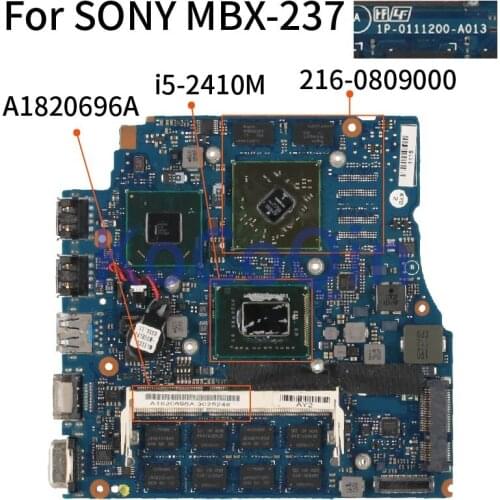 KoCoQin Laptop motherboard For SONY MBX-237 i5-2410M A1820696A 1P-0111200-A013 SR04G HM65 216-0809000 DDR3 Mainboard tested