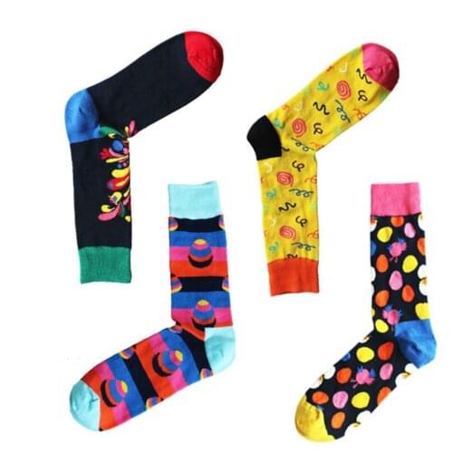 Hot Design Breathable Cotton Man In Tube Socks British Style Casual Bright Colours Fashion Novelty Socks For New Year Gift
