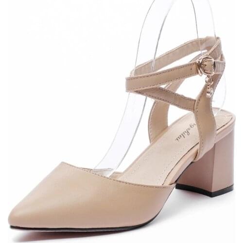 Elegant Sandals Women Genuine Calfskin Leather Pointed Toe cross bandage Summer Ladies High Heel Pumps