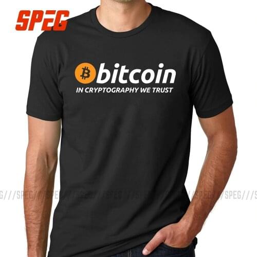 T Shirts Bitcoin In Cryptography We Trust Mens O Neck Moon Short Sleeve Cryptocurrency T-Shirt Men Funky Tees Cotton Clothes