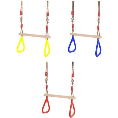 Gym Swing Rings Triangular Shape Sports Equipment Wooden Outdoor Safety Gym Swing Rings for Kids