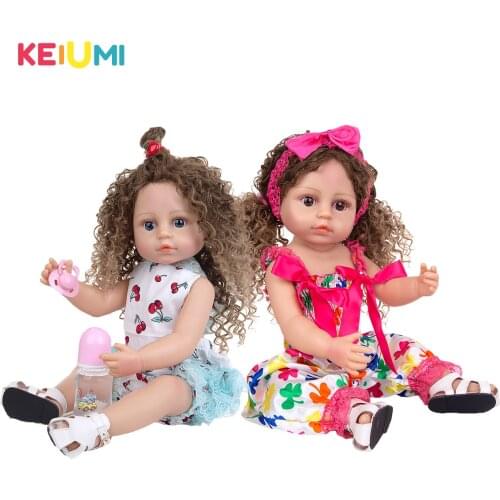 KEIUMI 55 CM Full Silicone Body Cherry Clover Clothes Reborn Doll Realistic Girl Baby Playmatess Children Birthday Toy Gifts