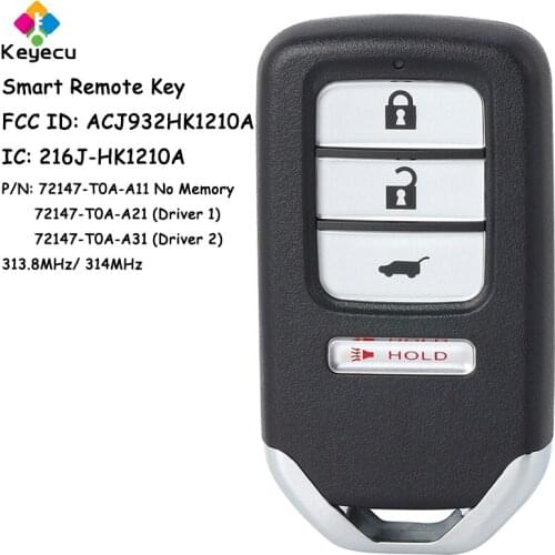 KEYECU Smart Remote Key With 4 Button 314MHz FOB for Honda CR-V 5 Door EX 2015 2016 FCC ID: ACJ932HK1210A 72147-T0A-A11 A21 A31