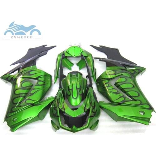 Custom Injection mold fairings kit for KAWASAKI Ninja 250R ZX250 2008-2014 sport fairing kits EX250R 08-14 green flames bodywork