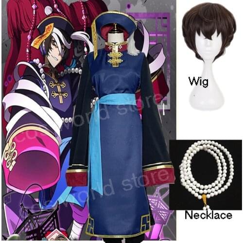 Bungo Bungo Stray Dogs Dazai Osamu Cosplay Costume Zombie Anime Uniform Kimono Halloween Party Cosplay Necklace Wig Shoes Suit