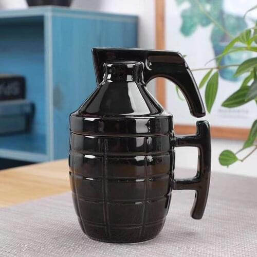 Creative and Nteresting Grenade Shape Mug with Lid Ceramic Water Milk Cup Exquisite Coffee Cup Couple Tea Cup Home Decoration
