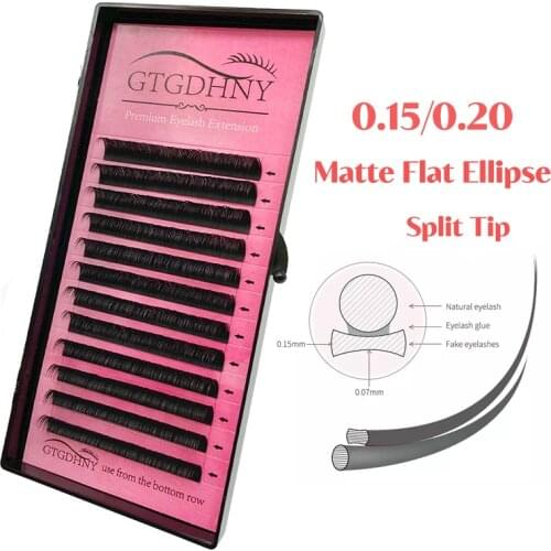Matte Flat Ellipse Lashes Extension Individual Mink Softer Ellipse Flat Eyelashes Extensions lash Split Tips Supplies Maquiagem