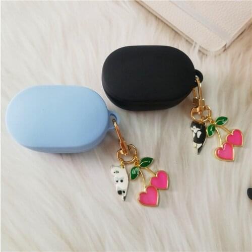 Cute Cat Decoration Silicone Earphone Case for Xiaomi MI Redmi AirDots Cover ornament Accessories Bluetooth Cover Key Ring