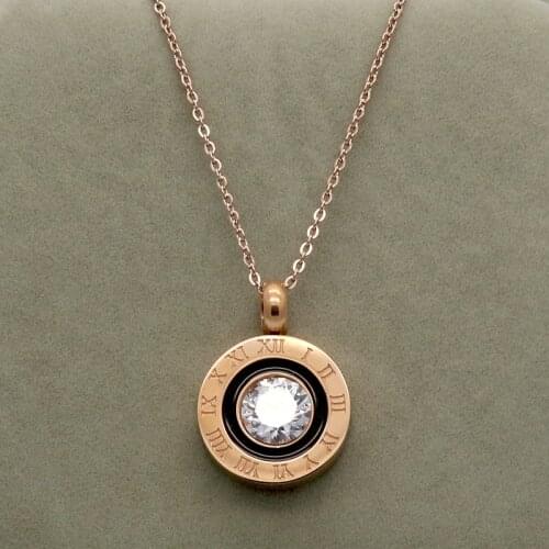 Fashion Womens Necklaces Jewelry Charms Crystal Roman Letters Necklace Gold Chain Crystal Necklaces & Pendants 2017