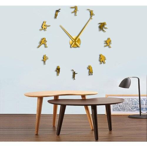 Male and Female Tennis Players DIY Giant Silent Quartz Wall Clock Frameless Mirror 3D Sticker Tennis Lover Living Room Wall Art