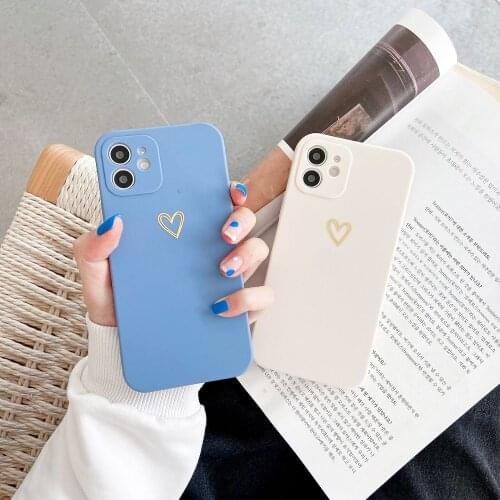 Love Heart Soft Silicone Phone Case For iPhone 11 12 Pro Max Mini Cover XR X XS Max 7 8 Plus SE 2020 Lens Protection Back Cover