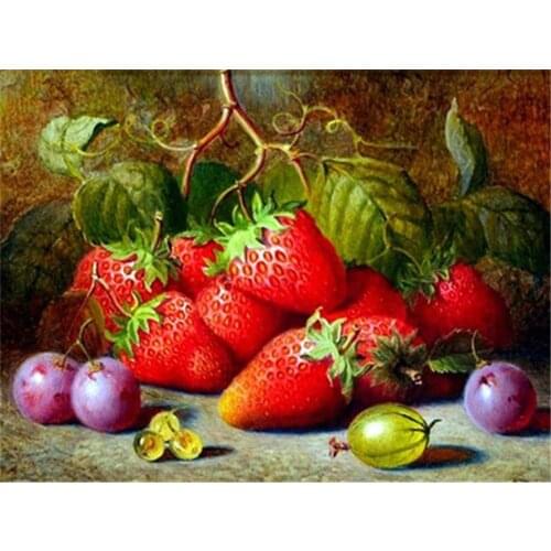 Fruit DIY Cross Stitch 11CT Embroidery Kits Needlework Craft Set Printed Canvas Cotton Thread Home Decoration Wholesale Room