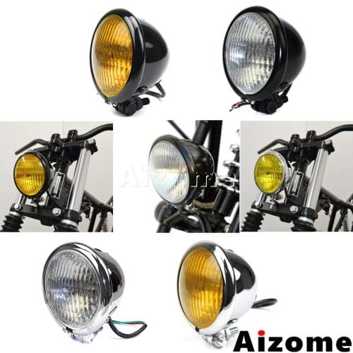 Motorcycle 4.5" Vintage Headlight For Harley Honda Yamaha BMW Cafe Racer Custom Bobber Chopper H4 Headlight Homologated Headlamp