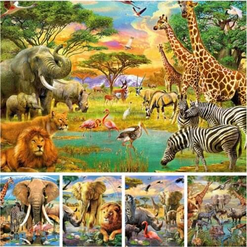 New Diamond Painting Animal World Lion 5D Diamond Embroidery Cross Stitch Elephant Giraffe Rhinestones Mosaic Handmade Gift