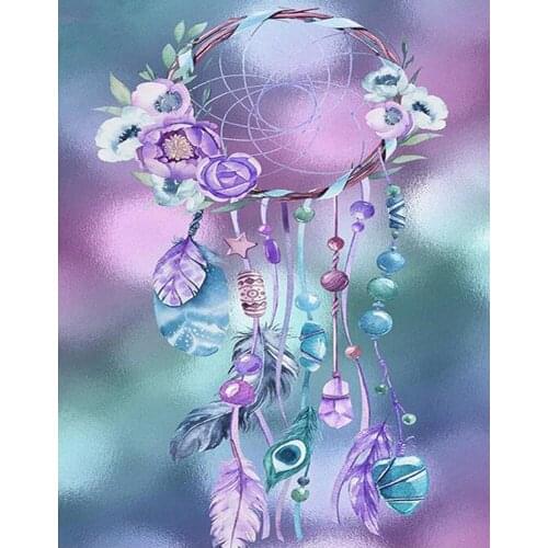 Full Square/Round 5D DIY Diamond Painting "Feather wind chime" pictures of Rhinestones Diamond Embroidery wall decoration FG1774