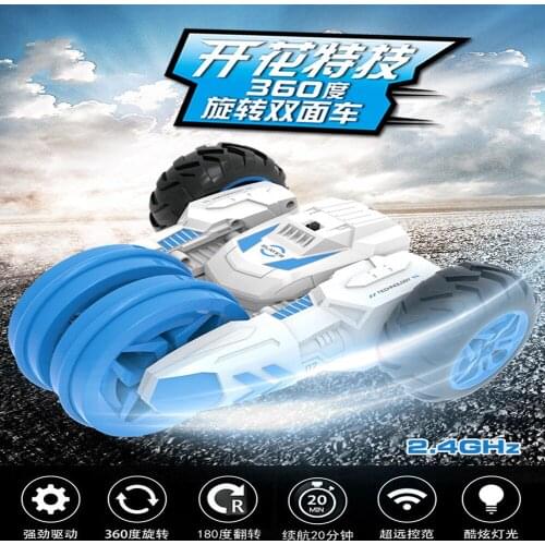 RC Car 4CH Rock Crawler Car LED Light Stunt Truck Double-Side Roll High Speed RC Crawler Off-Road Vehicle Buggy Model Toys Car