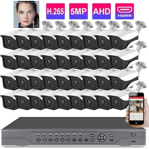 H.265 32CH AHD 5MP Security Camera System Super 5MP AI Face Detection Camera Outdoor Security Video Surveillance CCTV DVR kit 4T