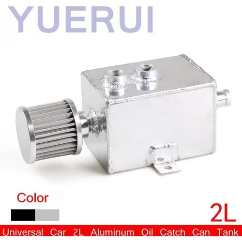 Universal Car 2L Aluminum Oil Catch Can Tank Fuel Tank With Breather & Filter Drain
