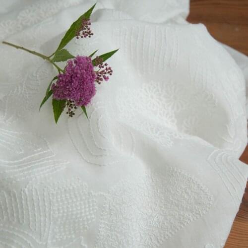 High end pure ramie fabrics Geometric embroidery tissu fashion dress Cheongsam Robe fabric for dress