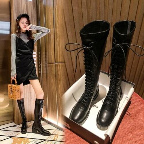 Large size 41-43 boots womens 2020 new British elastic platform riding boots without knee strap high boots