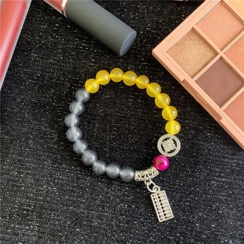 New Style Natural Stone Round Beads Pendant Bracelet 8mm Jades Womens Jewelry Chain Holiday Gift Accessories 7.5inch Y857