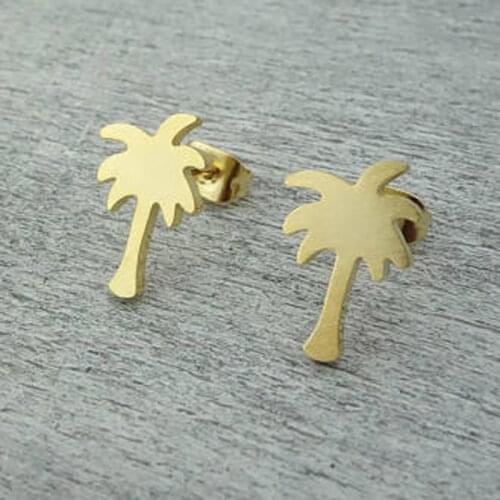 Gold Charm Palm Tree Earings Fashion Jewelry 2017 Modern Hawaii Beach Tropical Tree Earstud Best Friend Gifts Brincos Bijoux Bff