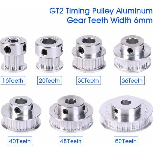 1pcs New GT2 Timing Pulley 30 36 40 60 Tooth Wheel Bore 5mm 8mm Aluminum Gear Teeth Width 6mm Parts For Reprap 3D Printers Part