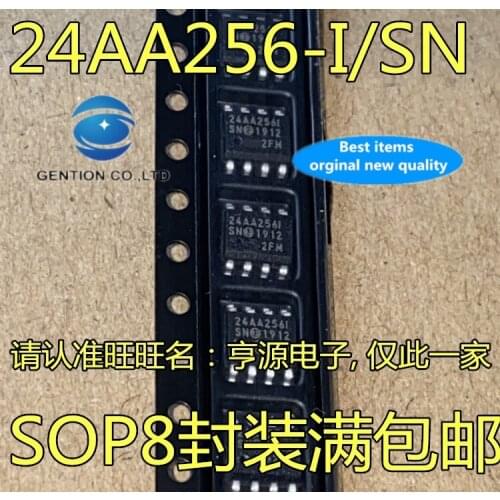 10PCS 24AA256 24AA256I 24AA256-I/SN SOP8 foot memory chips in stock 100% new and original