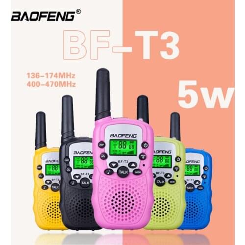 2 pcs Baofeng Children Mini Walkie Talkie BF-T3 5W 1800mAh PTT Portable Ham Cb 2 Way Radio Communicator UHF Transceiver
