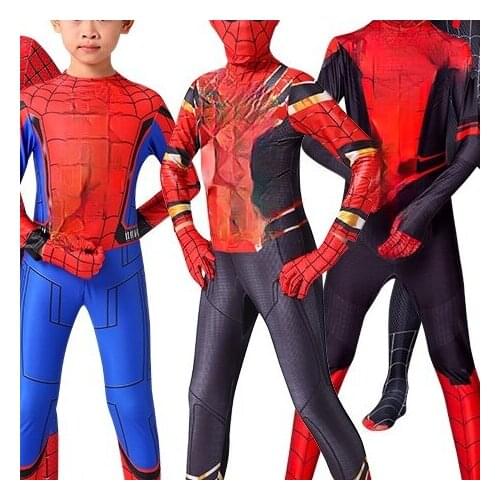 2021 Harajuku Cosplay Anime Amazing boy Man Halloween Costume Peter Parker JuatSaiyan Suit Superheros Bodysuit For Kids Adult