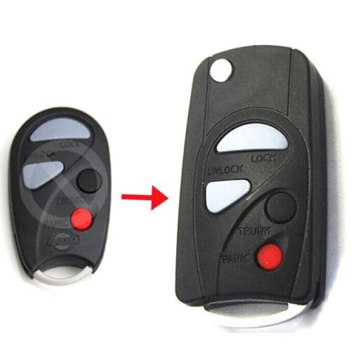 4 Buttons Replacement Modified Flip Folding Remote Key Shell Case For Nissan A33 Sunny Fob Key Cover