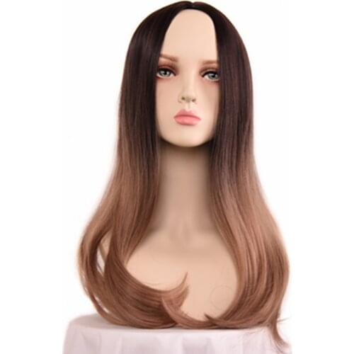 American Black Women Long Wavy Gradient Brown Blonde Synthetic Hair Heat Resistant Breathable