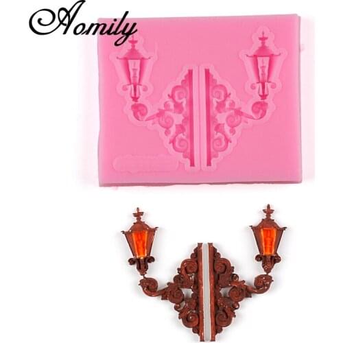 Aomily 3D European Wall Street Lamp Fondant Silicone Mold Candle Sugar Craft Tool Chocolate Cake Mould Baking Decorating Tools