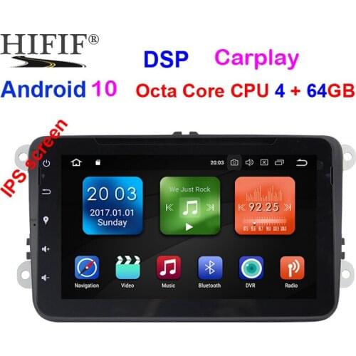 IPS 2 Din 8'' Android 10.0 Octa 8 Core Car Radio Stereo GPS for VW Passat B6 CC Polo GOLF 5 6 Touran Jetta Tiguan Magotan Seat