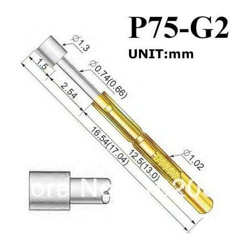 FREE SHIPPING 100PCS/LOT P75-G2 Dia 1.02mm 100g Spring Test Probe Pogo Pin