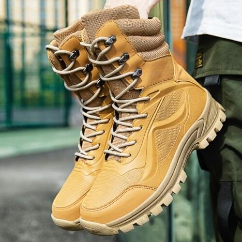 Brown Professional Tactical Boots Men Outdoor Cross-country Training Combat Shoes Waterproof Mens Hiking Boots chuteira campo