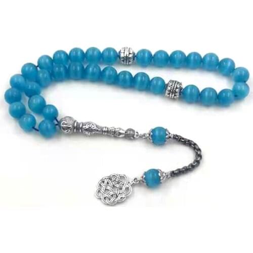 Tasbih Blue cat eye stone 33beads bracelet misbaha stone Rosary bead turkish jewelry Muslim Eid gift islamic fashion accessories