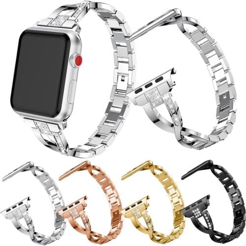 Stainless Steel Strap for Apple Watch Band 42mm Strap 38mm Link Bracelet Wristband for iWatch Series 1/2/3 Diamond Metal Chain