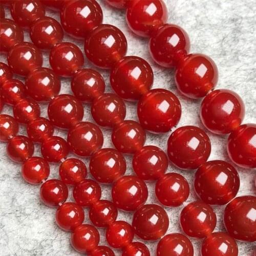 Natural 7A red agate stone beads smooth round loose perle charm onyx gemstone For Jewelry Making DIY bracelet necklace