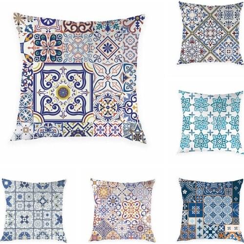 Boho Cushion Cover Geometric Decorative Cushions Covers Polyester Pillow Case Plaid Pattern Sofa Bed Pillows Cases